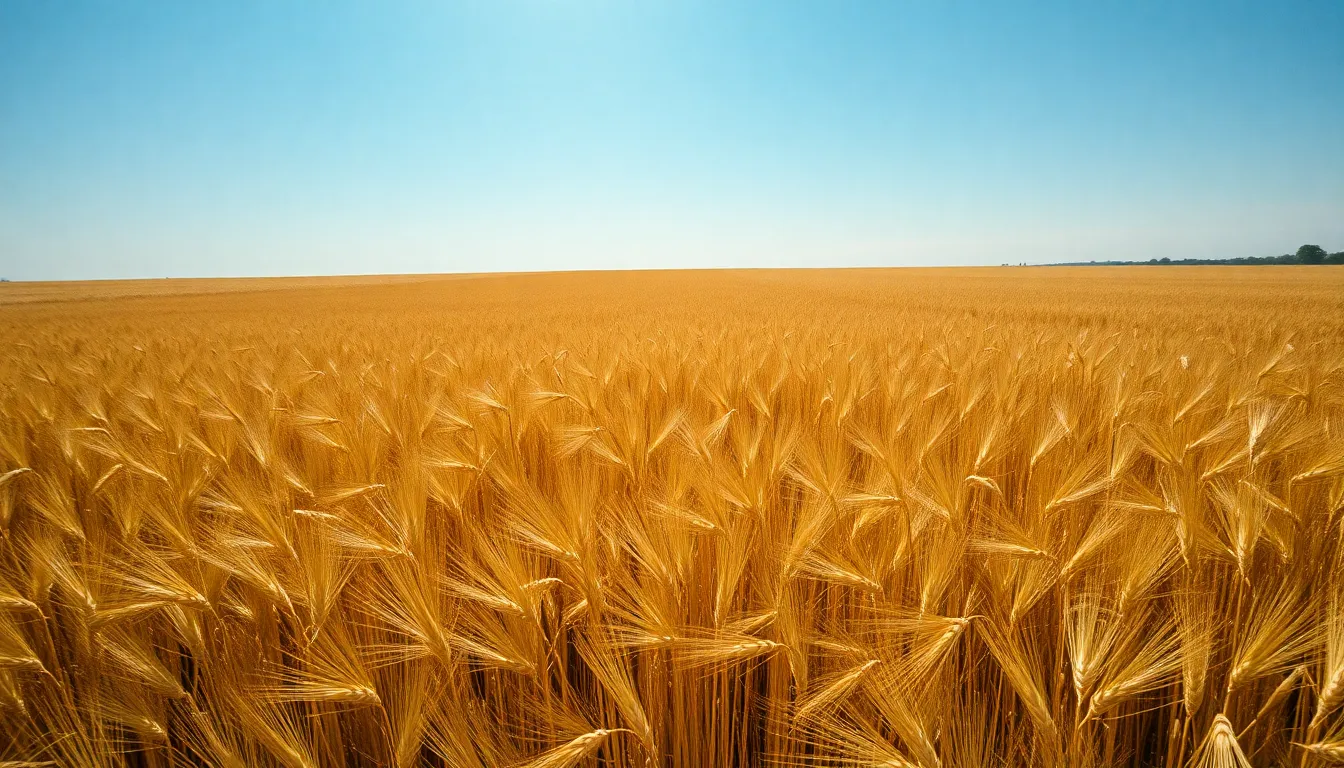 Golden Wheat Field Under Blue Sky