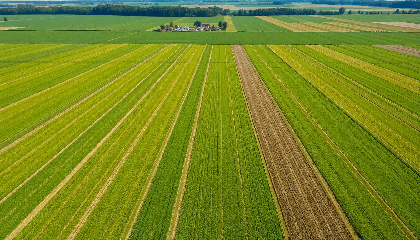 Geometric Aerial View of Agricultural Fields