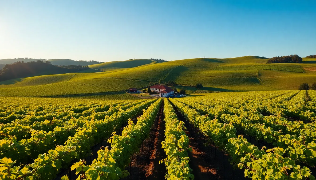 Vibrant Vineyard Aerial Scene
