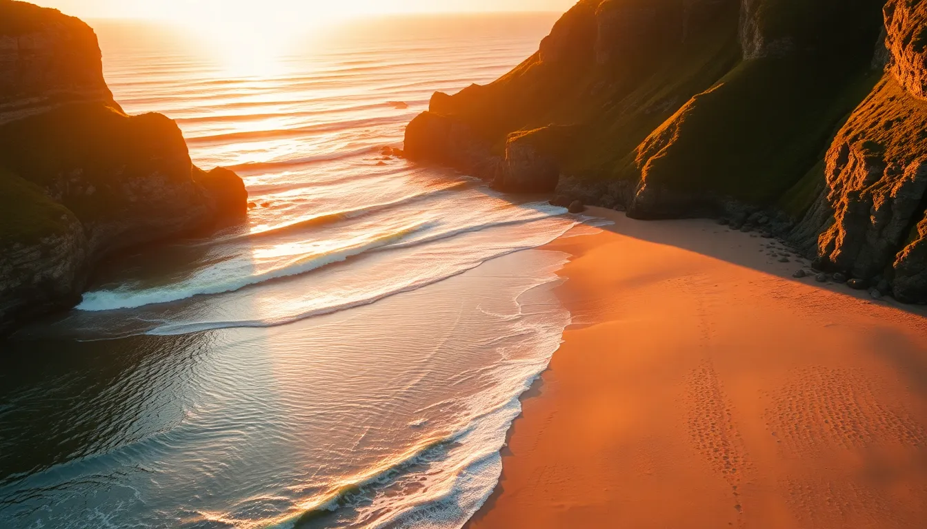 Golden Sunrise Over Coastal Landscape