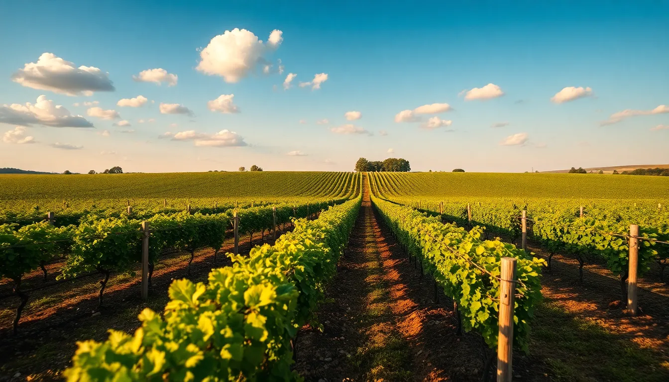 Aerial Vineyard Harvest Landscape