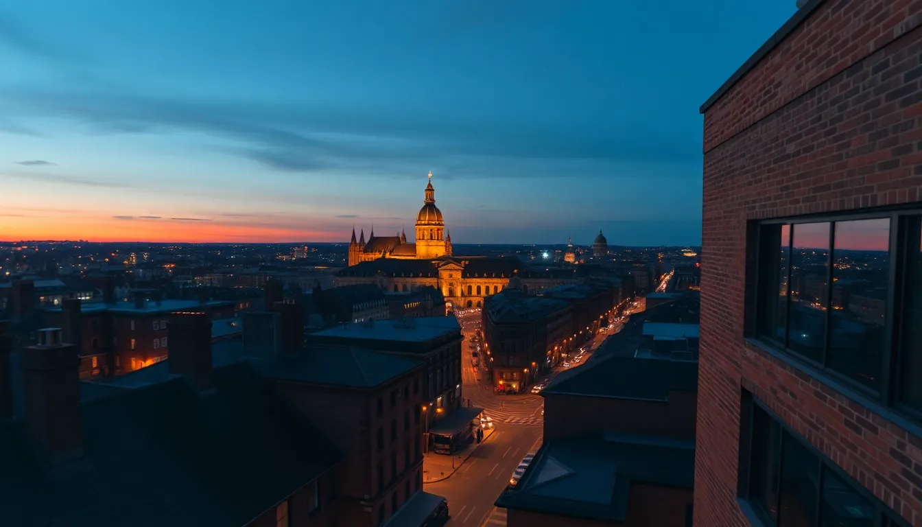 Historic City Skyline at Dusk