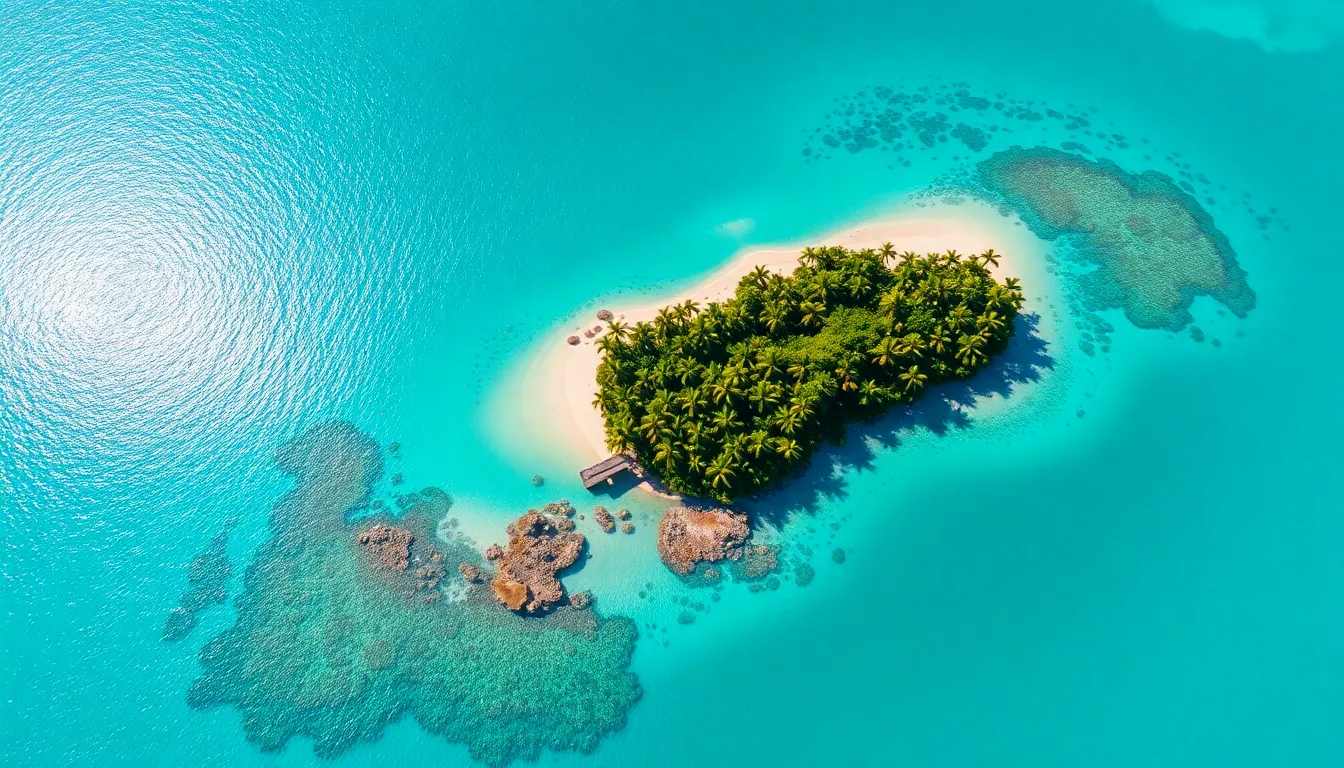 Aerial View of Tropical Island Paradise