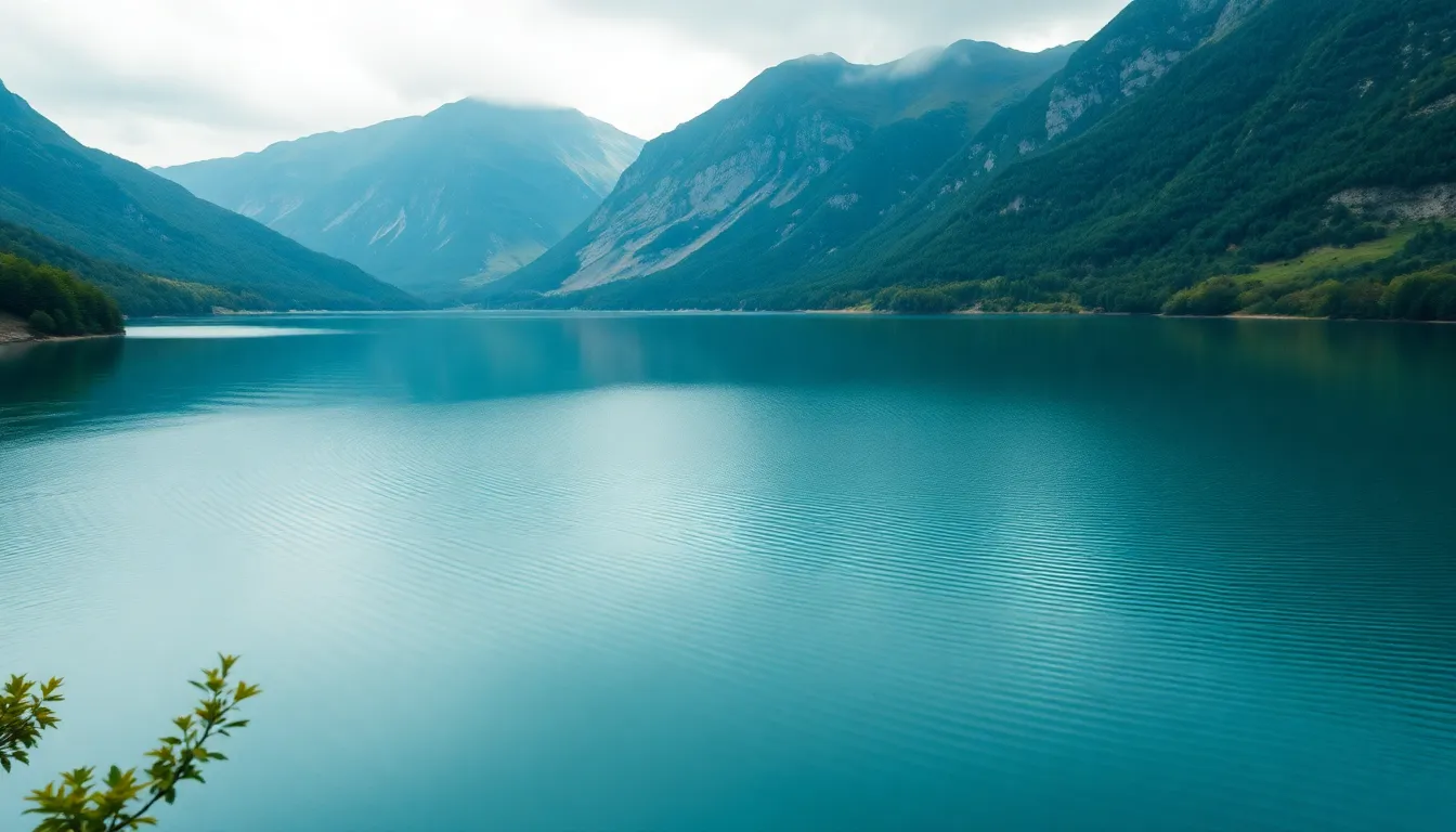 Serene Aerial View of Mountain Lake