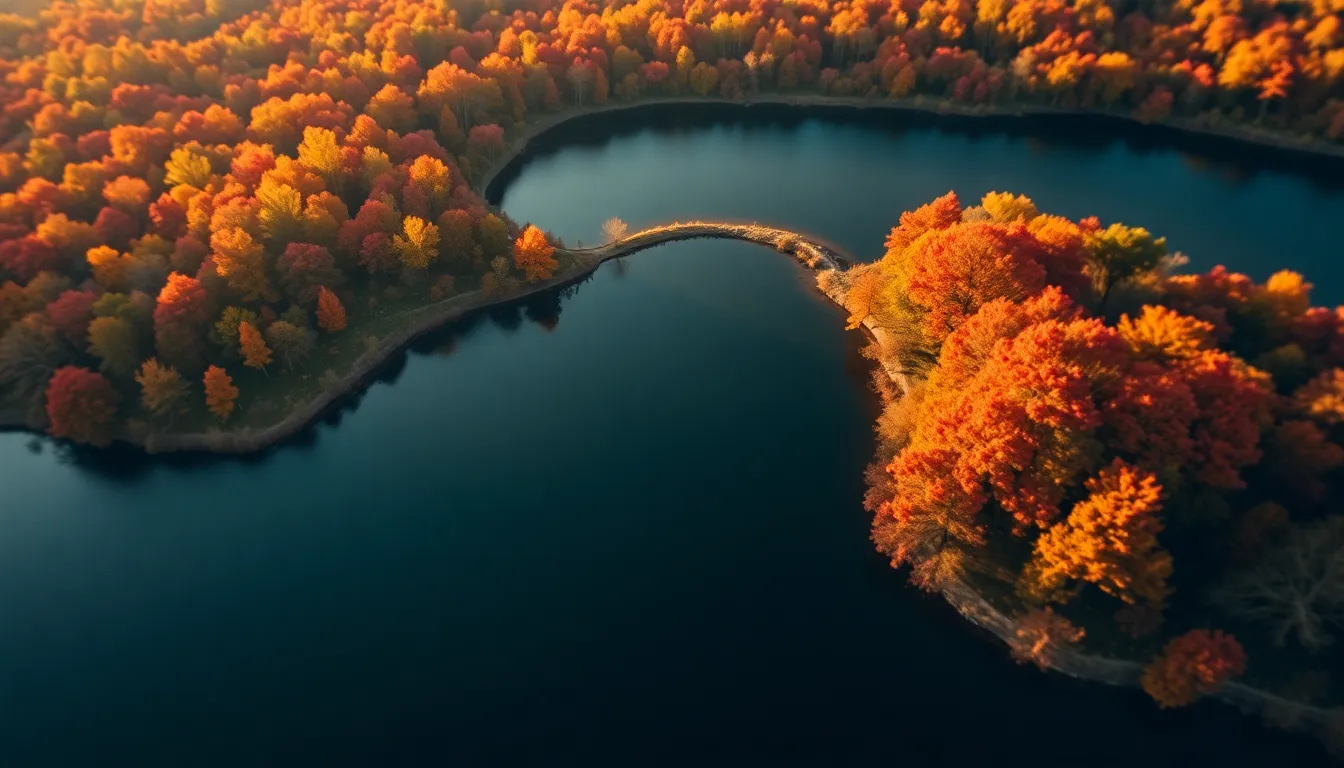 Serene Lake Surrounded by Autumn Foliage