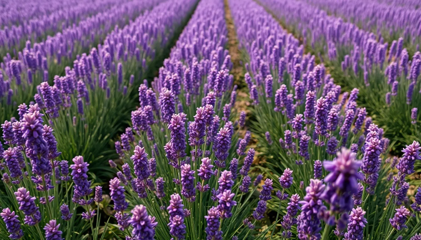 Serene Aerial Lavender Field in Full Bloom