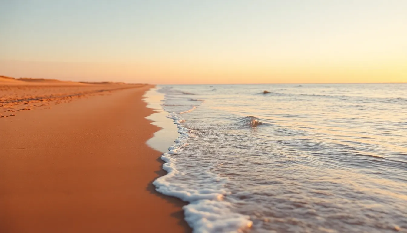Tranquil Beach at Sunset Aerial View