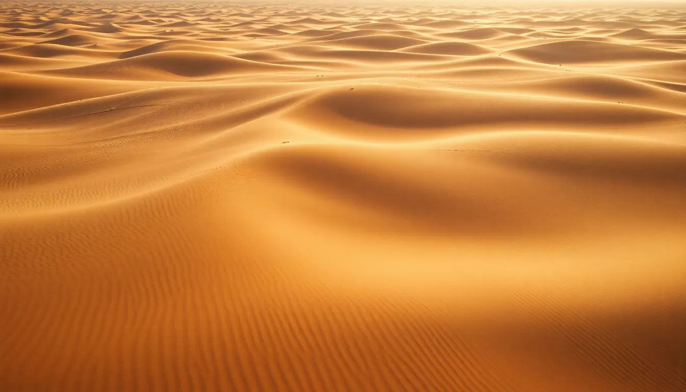 Expansive Aerial View of Desert Sand Dunes