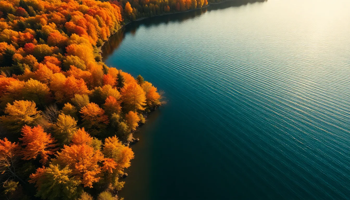 Autumn Forest Overlooking a Tranquil Lake
