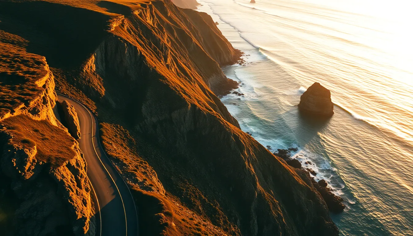 Coastal Road Overlooking the Ocean