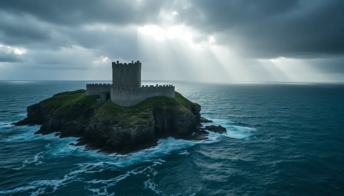 Ancient Castle on Cliff Overlooking Sea