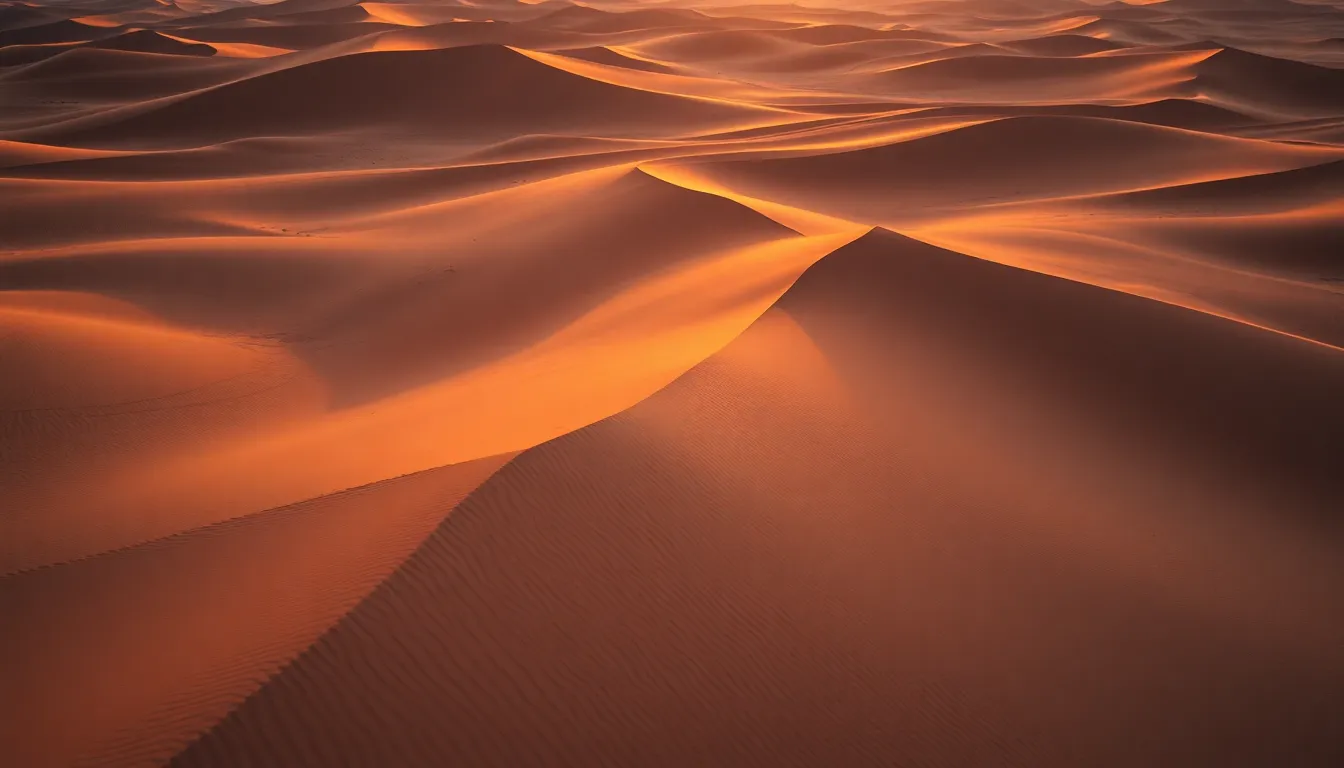 Expansive Desert Dunes at Dusk
