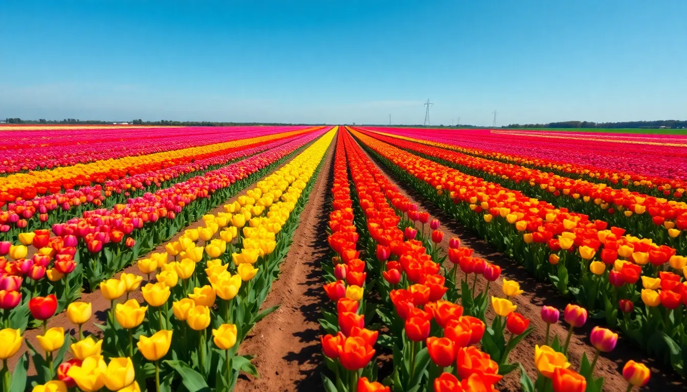 Vibrant Tulip Fields from Above