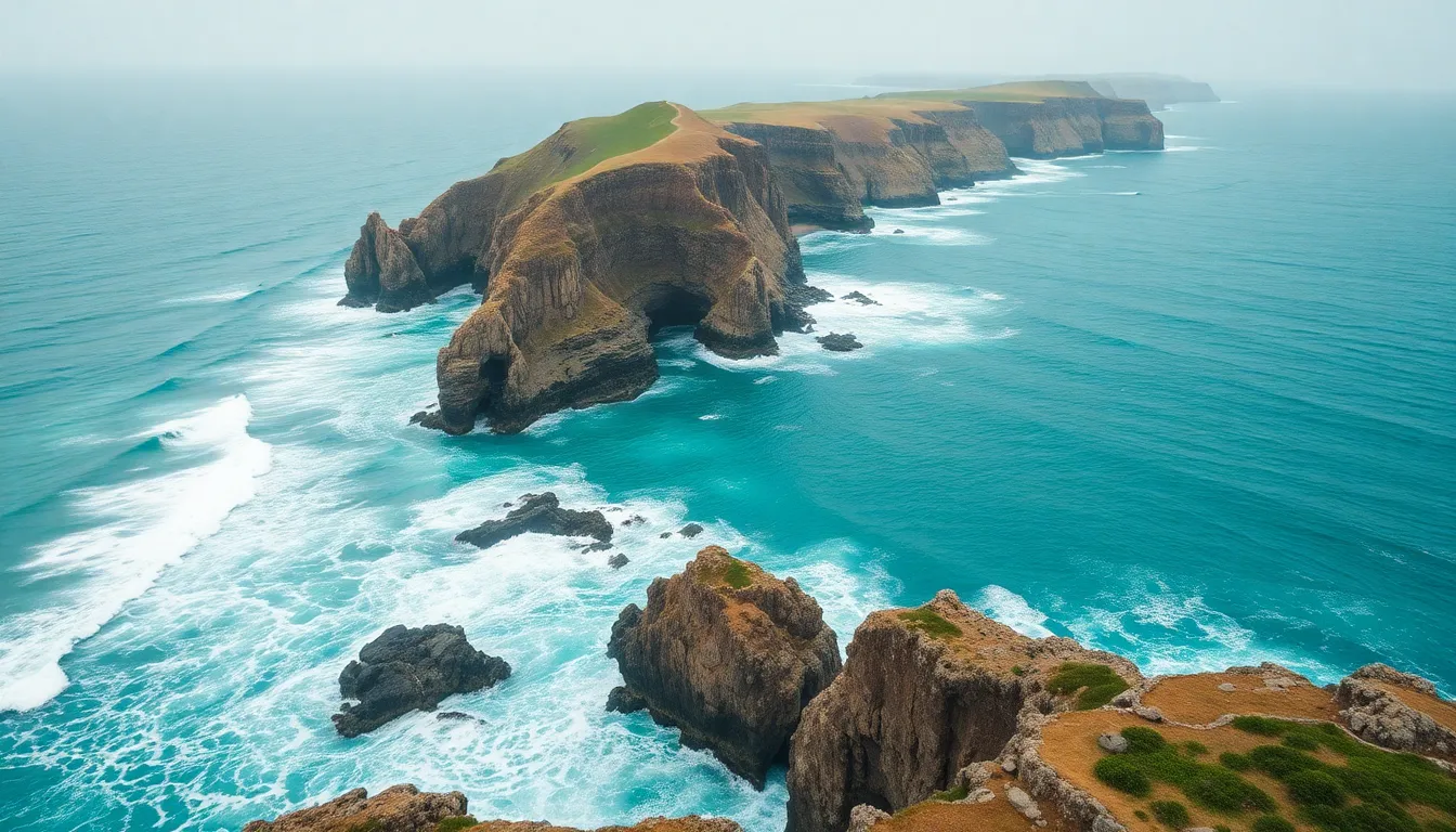 Rugged Cliffs Overlooking Turquoise Ocean