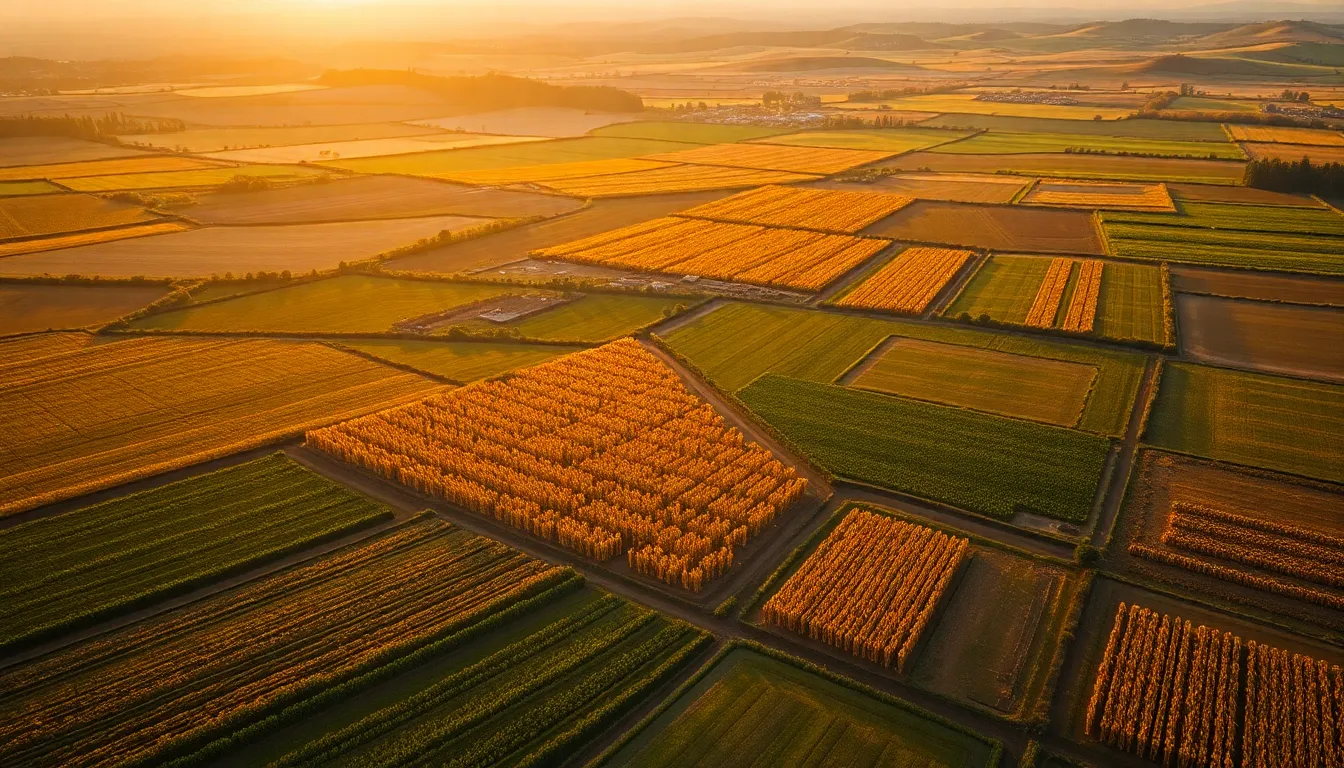 Golden Hour Over Vibrant Farmland