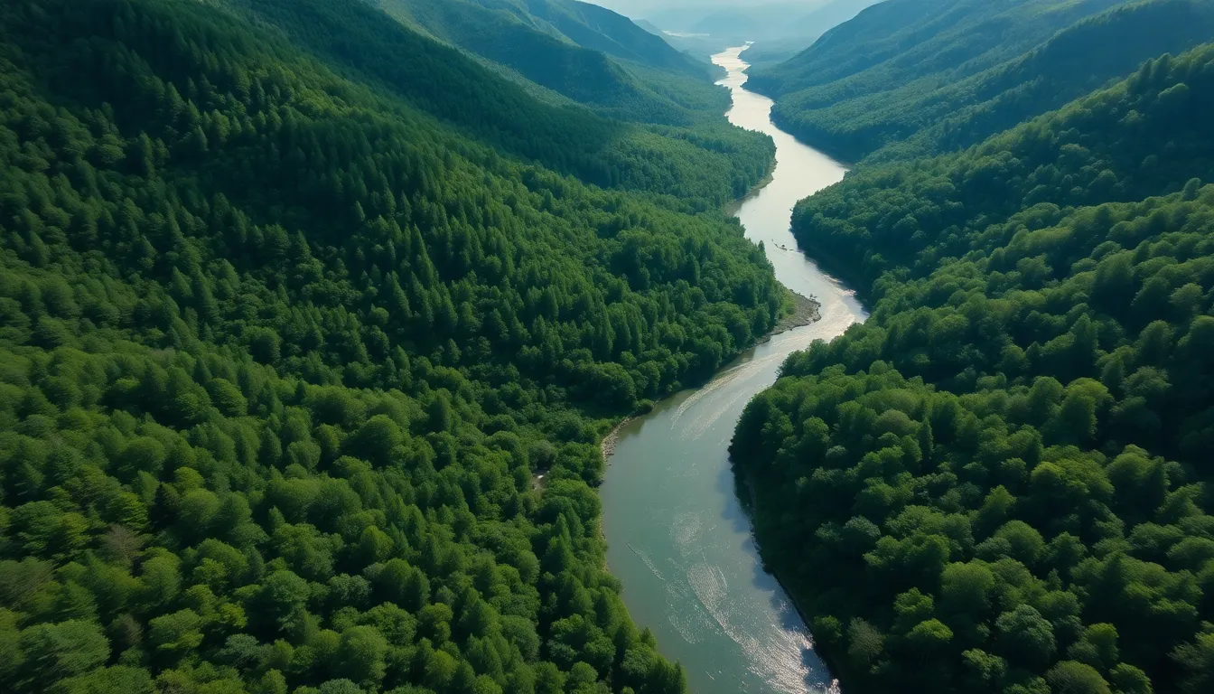 Serene Aerial View of a Lush Green Valley