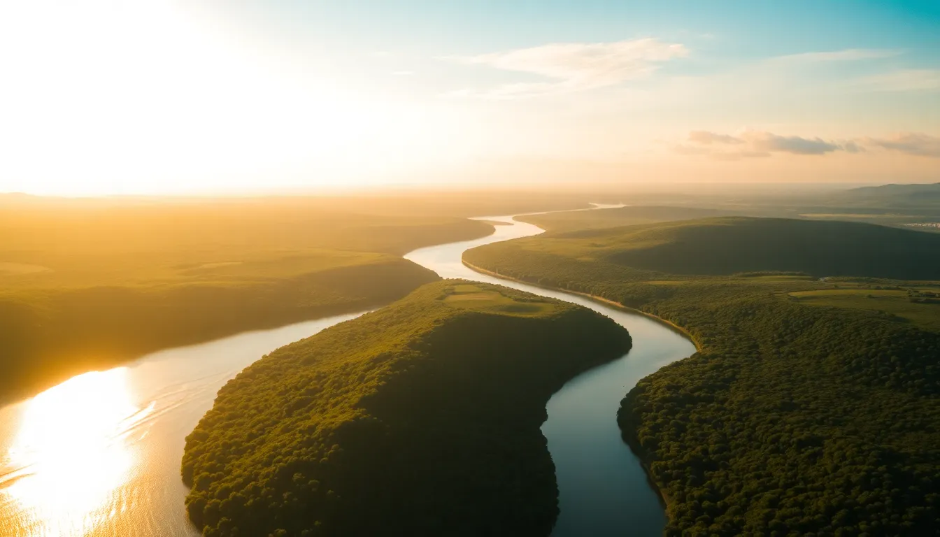 Winding River at Golden Hour