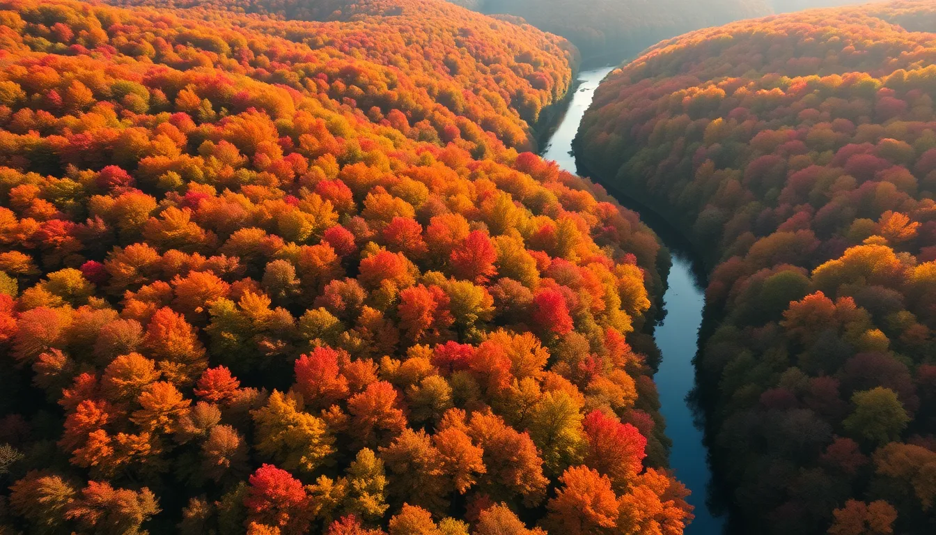 Winding River Through Lush Green Fields