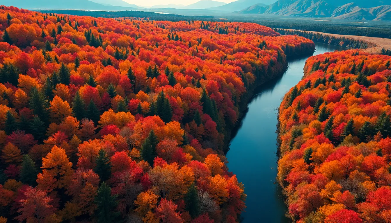 Breathtaking Autumn Forest Aerial View