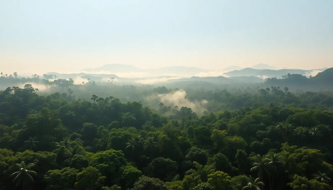 Vast Rainforest Aerial View at Dawn