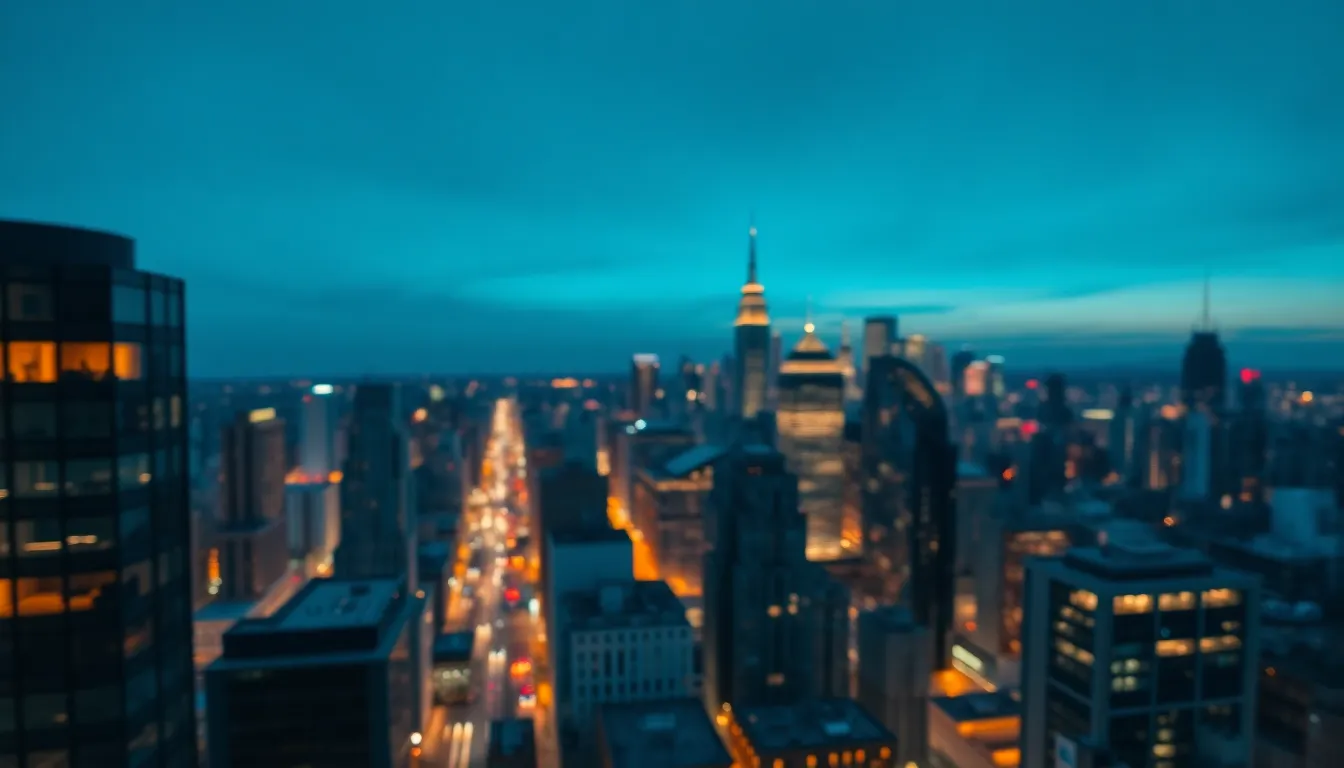 Bustling Urban Cityscape at Twilight