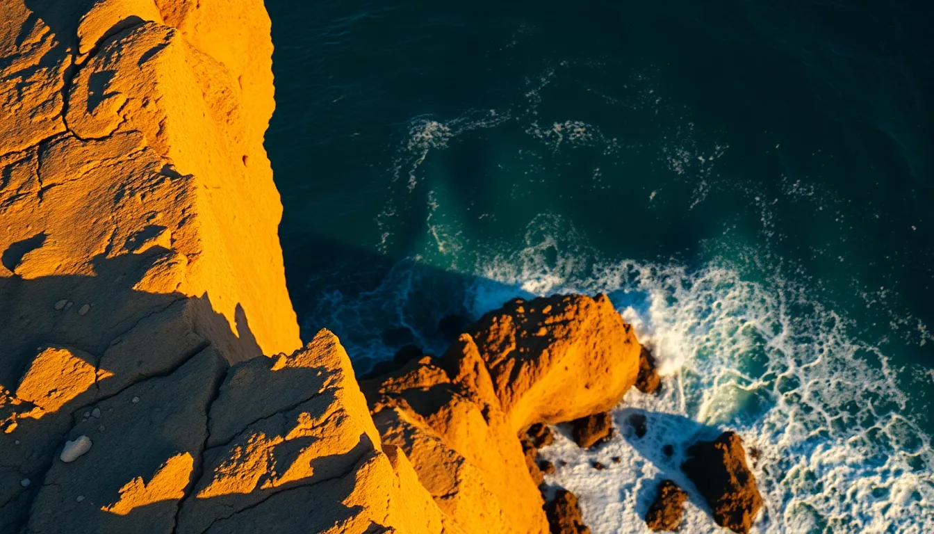 Dramatic Coastal Cliff with Crashing Waves