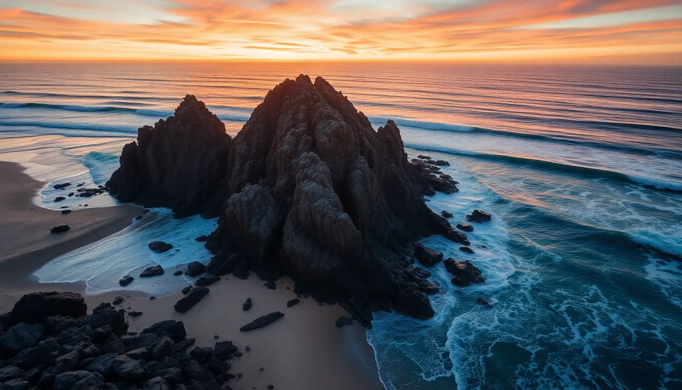 Coastal Rock Formation at Sunset