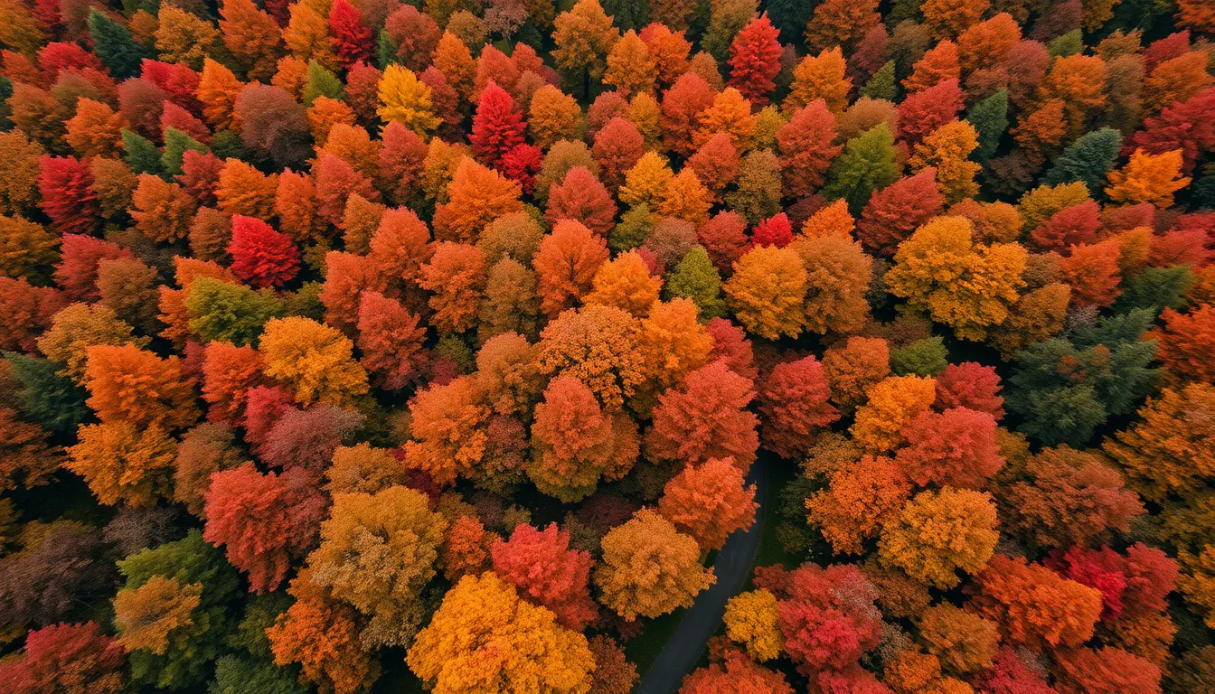 Aerial Autumn Forest Foliage