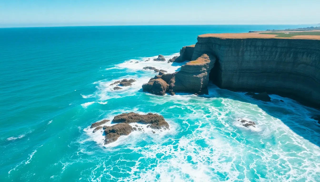 Dramatic Coastal Cliff with Crashing Waves