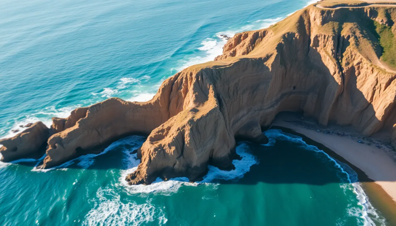 Dramatic Coastal Cliffs Aerial View