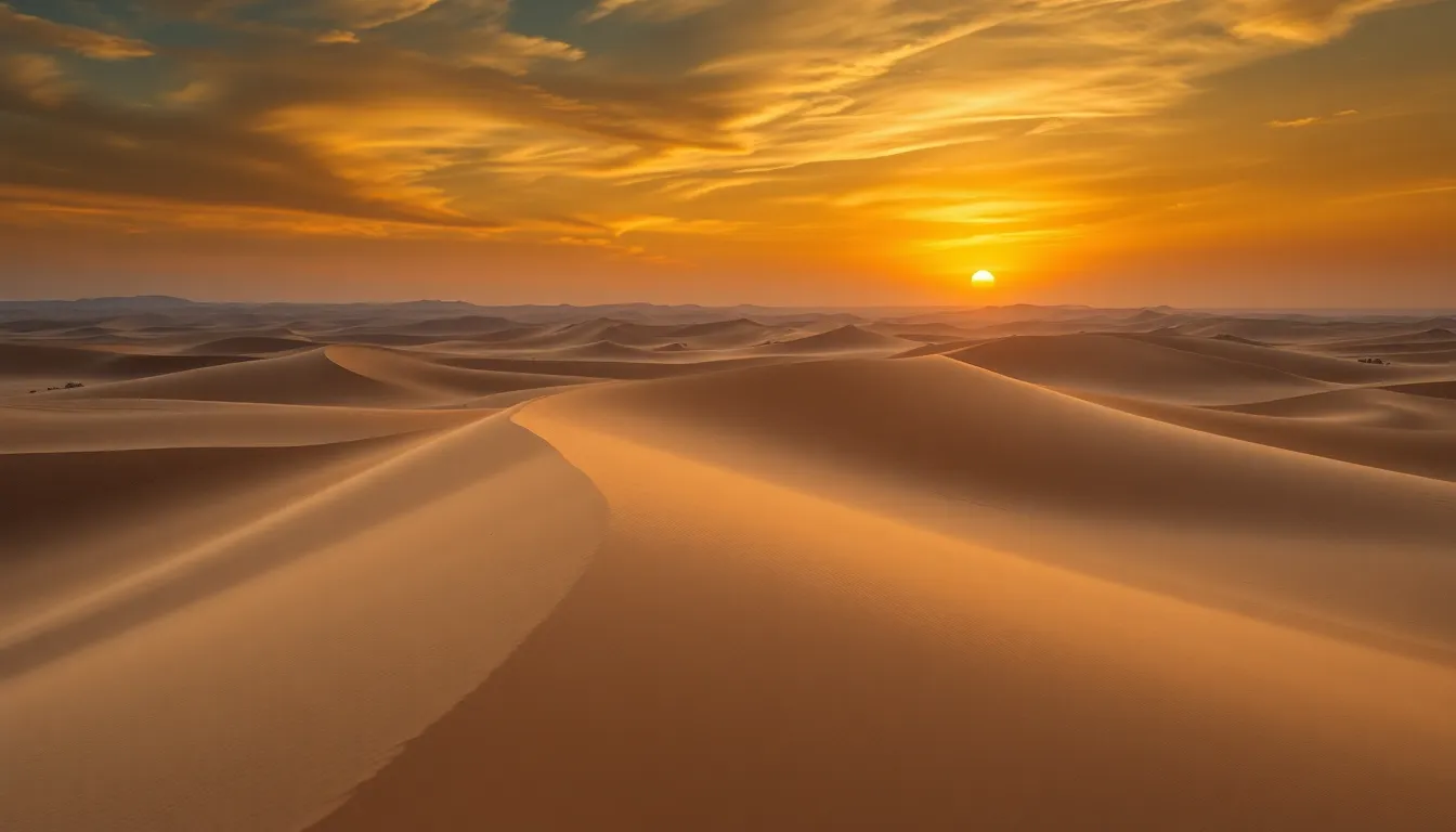 Golden Desert Dunes at Sunset