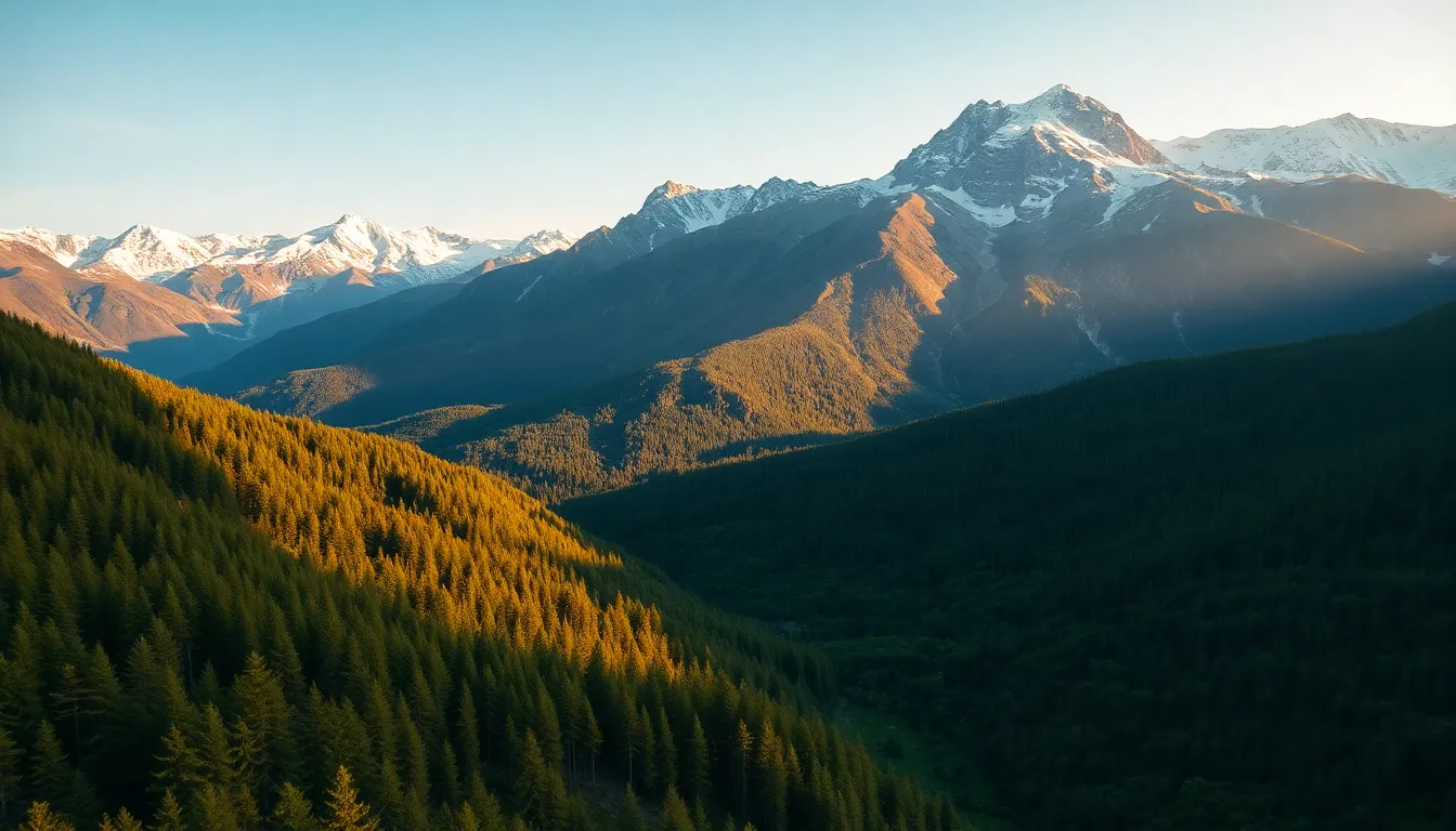 Aerial View of Lush Valley at Golden Hour