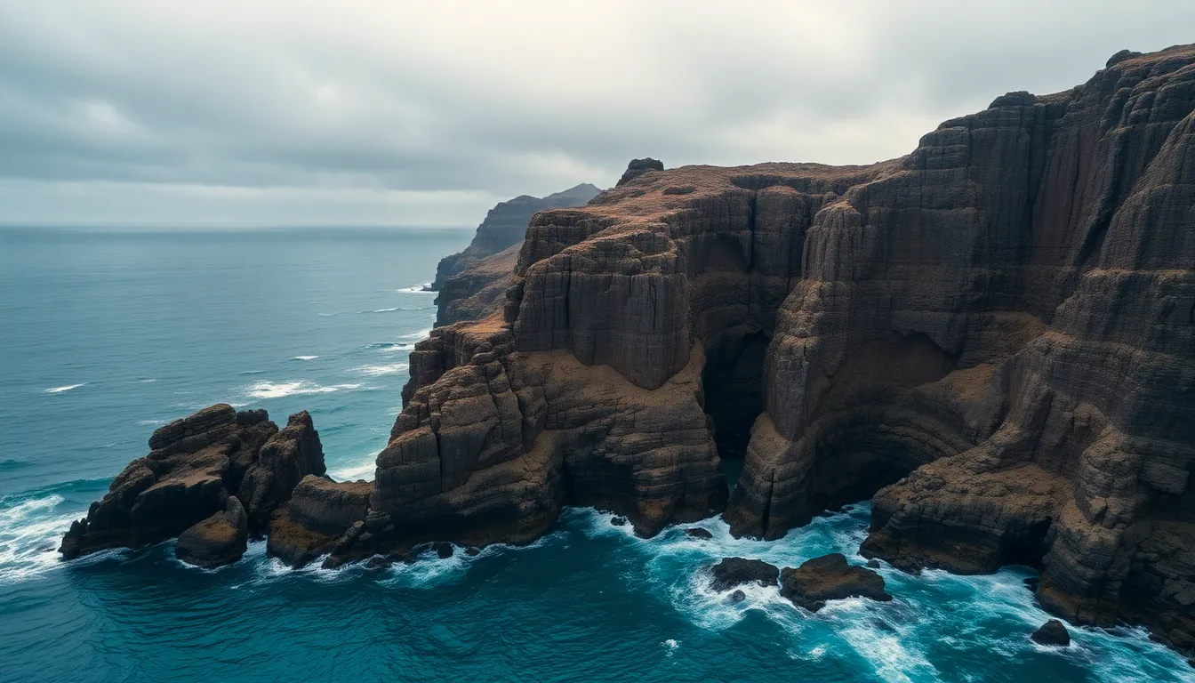 Dramatic Coastal Cliffside Aerial View
