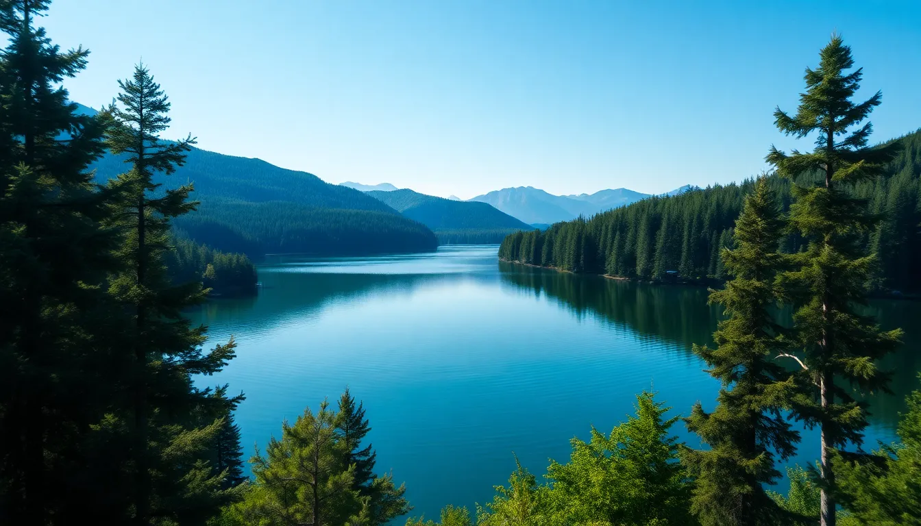Aerial Serenity Over Lush Green Lake