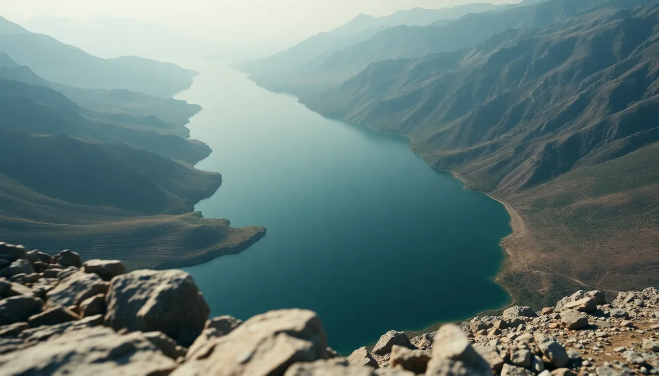 Aerial Mountain Lake Surrounded by Peaks