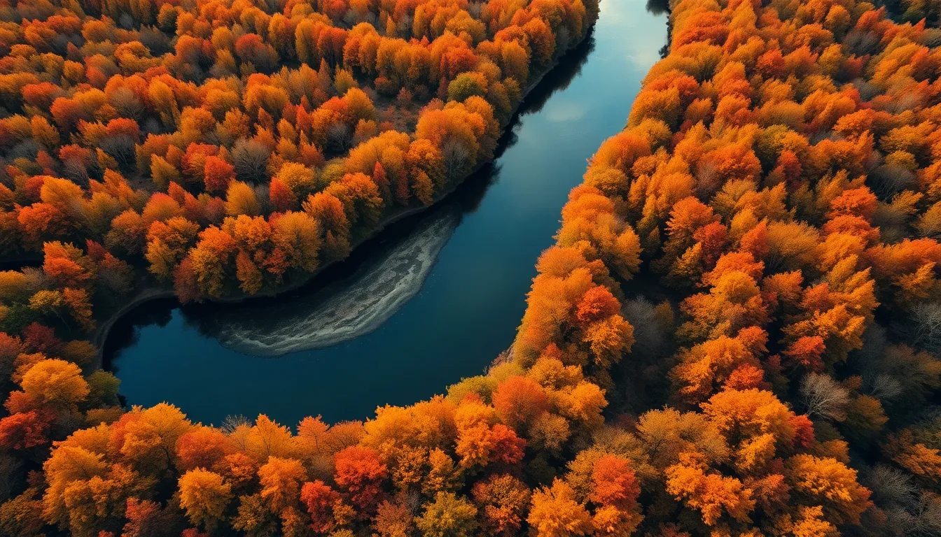Autumn Foliage Over Serpentine River