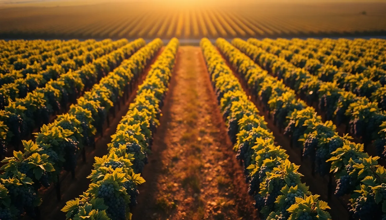 Vineyard Aerial View During Harvest