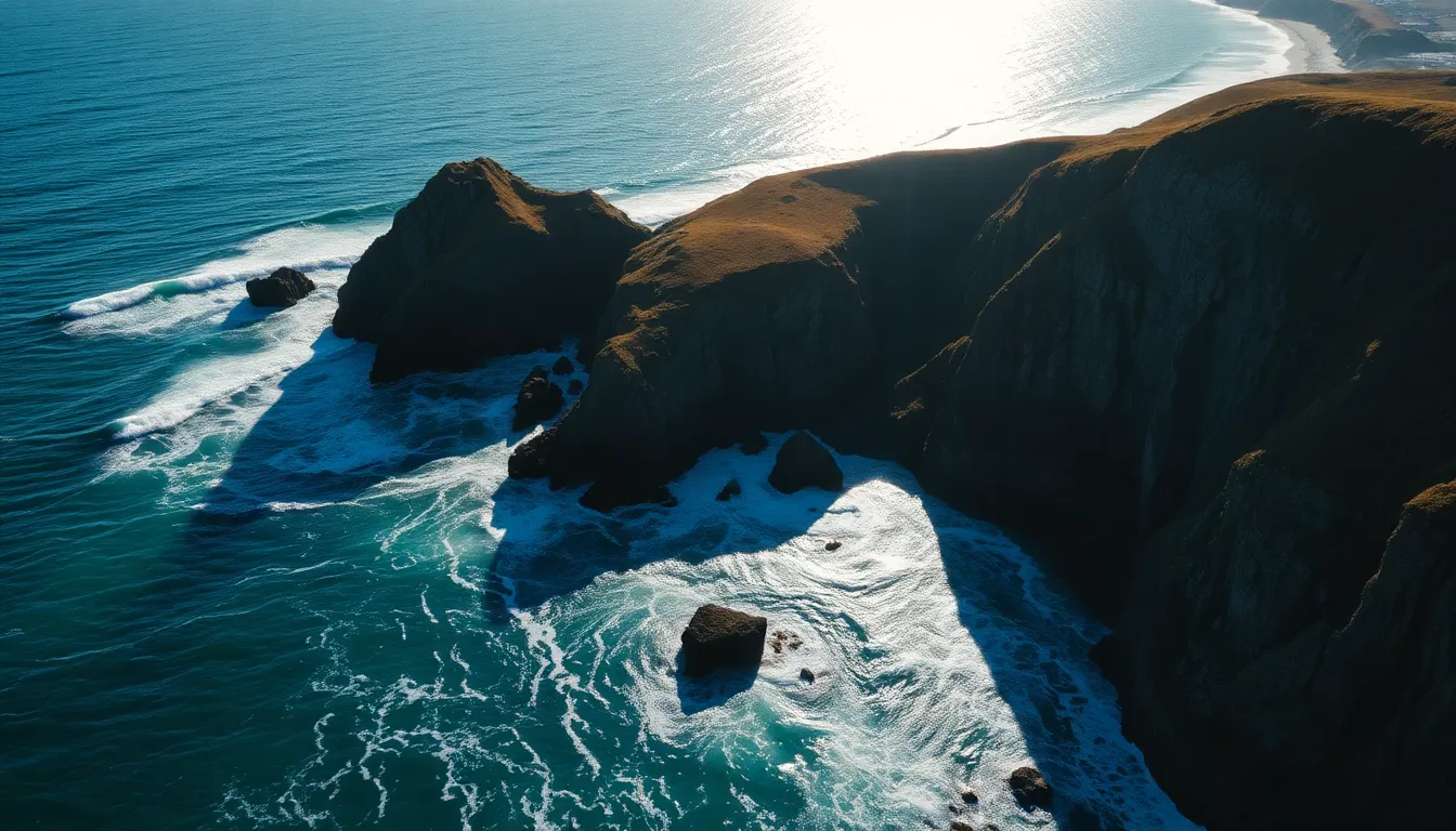 Coastal Aerial View with Rocky Cliffs