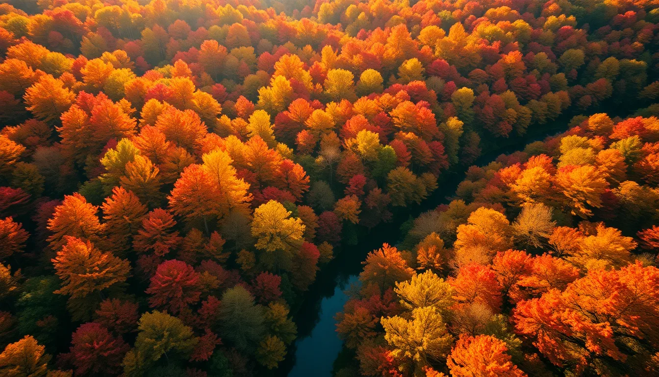 Vibrant Autumn Forest Aerial View