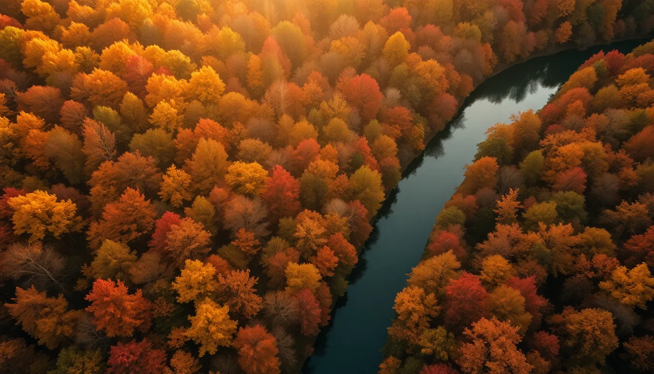 Vibrant Autumn Forest Aerial View