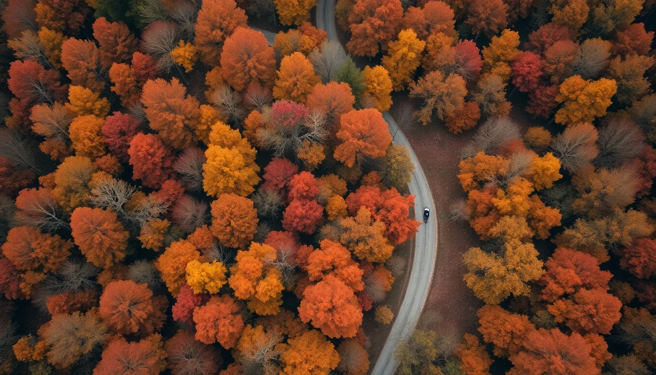 Aerial View of Autumn Forest Canopy