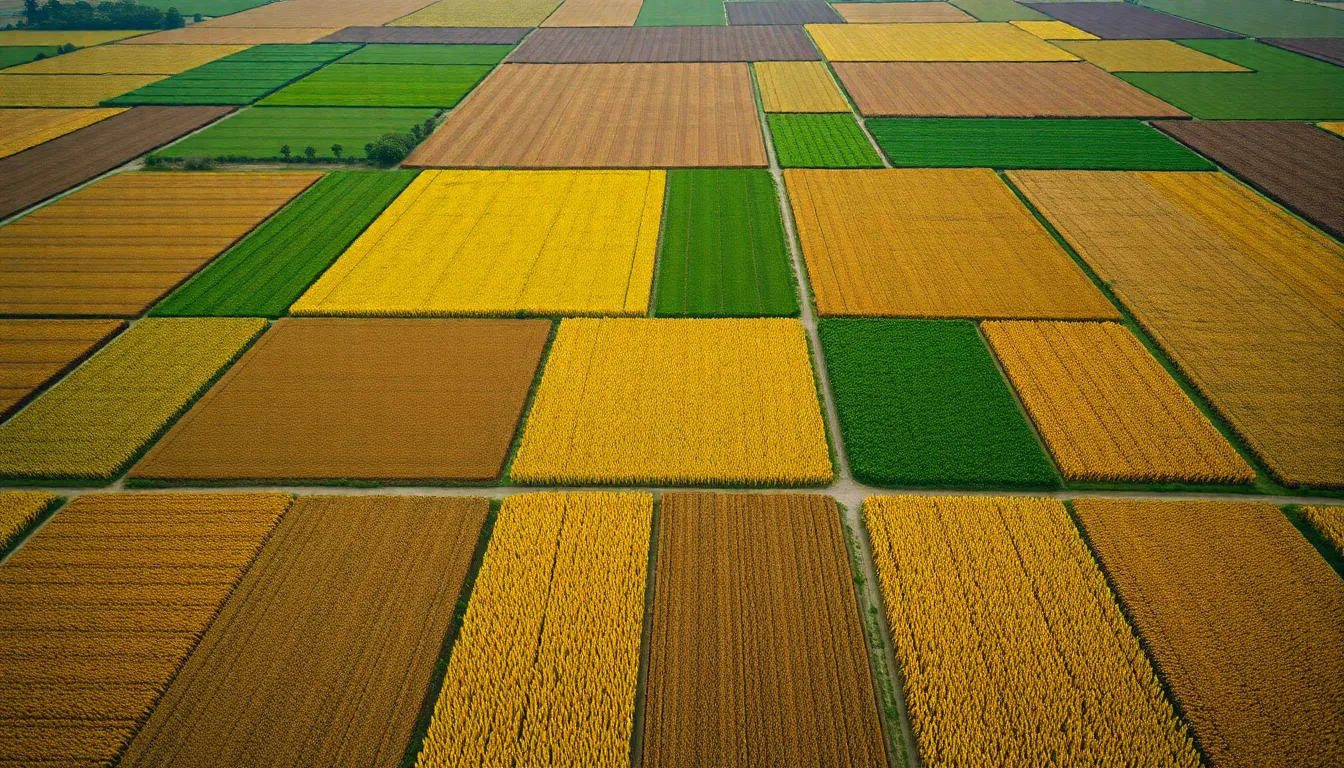 Vibrant Patchwork of Agricultural Fields from Above