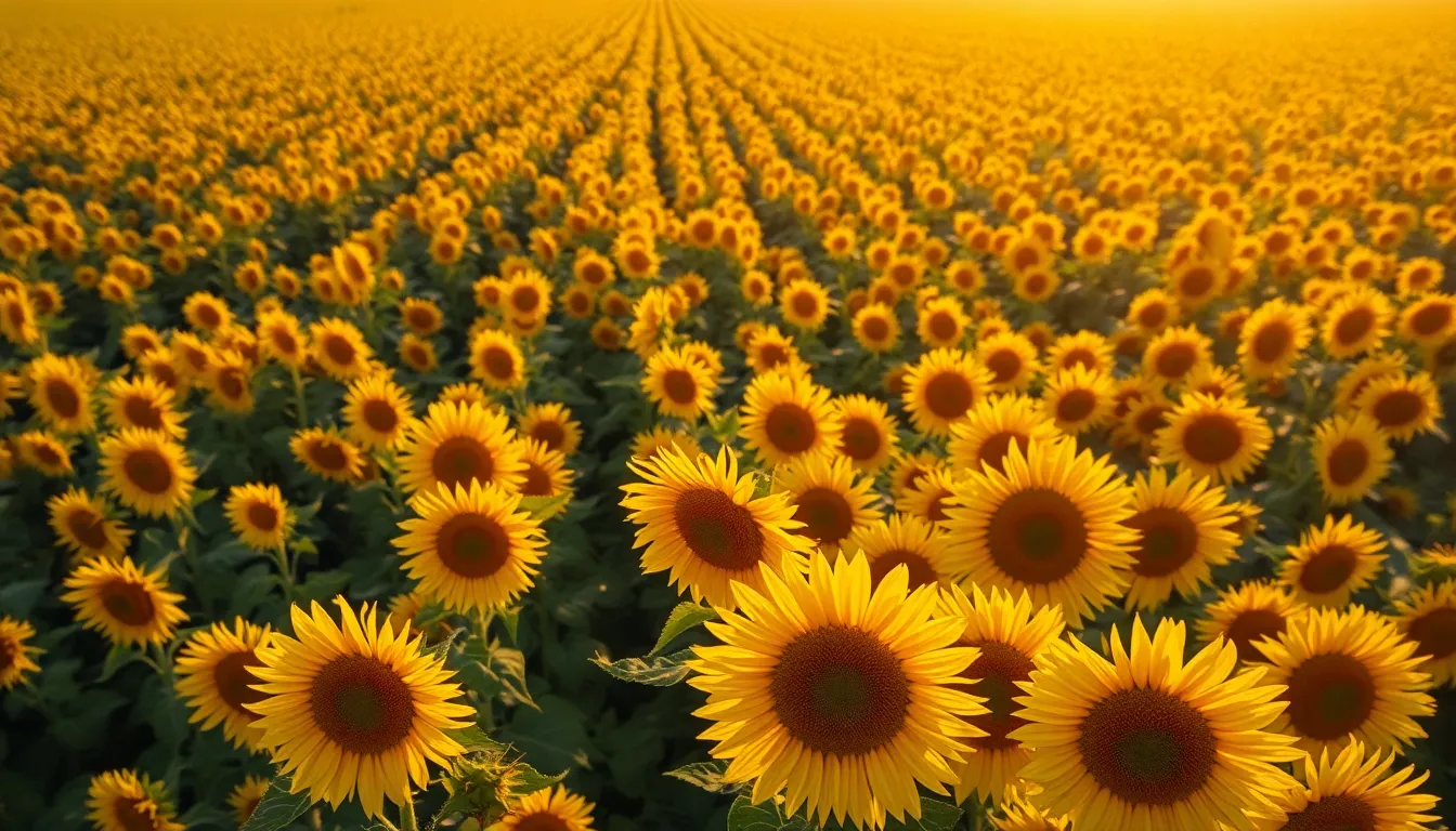 Aerial View of Vibrant Sunflower Field
