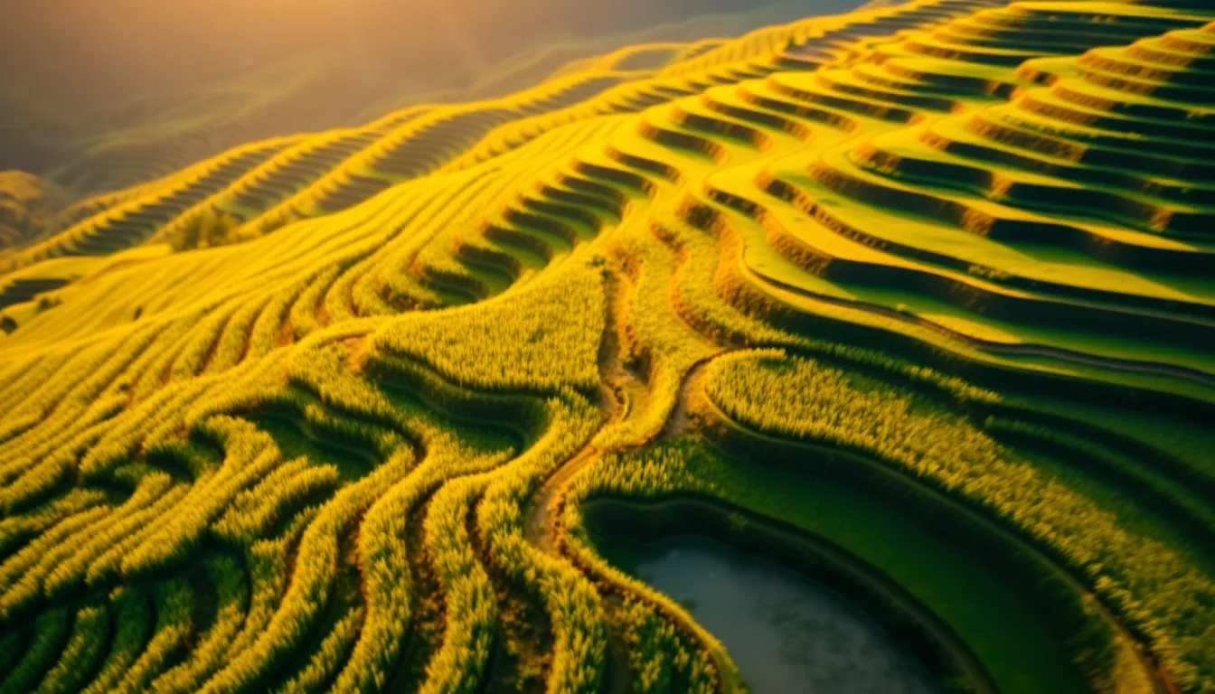 Stunning Aerial View of Bali Rice Terraces