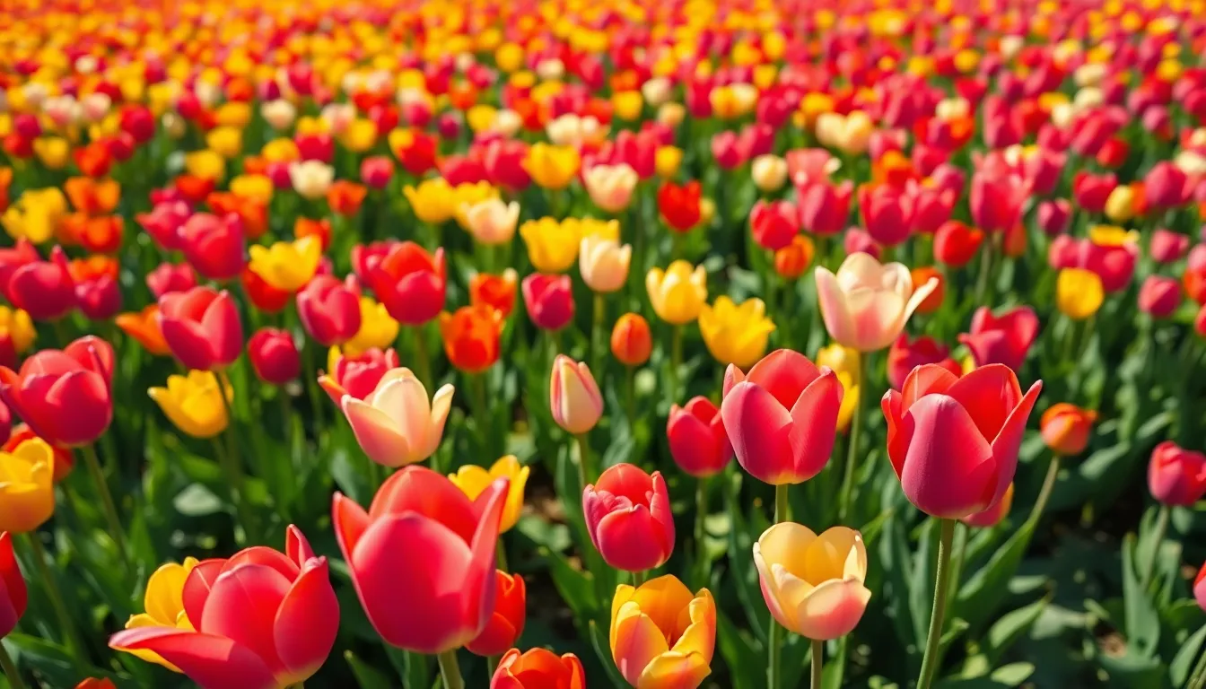 Vibrant Tulip Field Aerial Photography