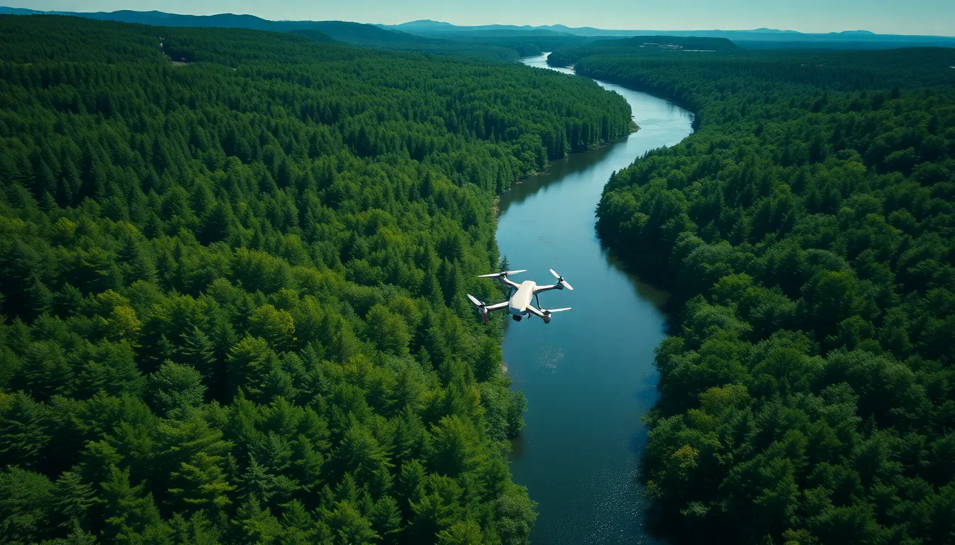 Winding River Through Lush Forest