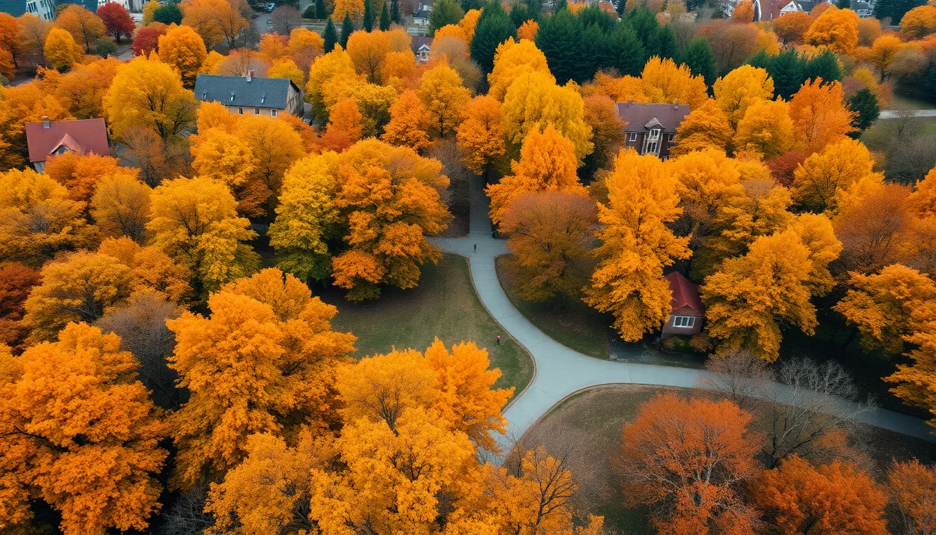 Autumn Park with Vibrant Foliage