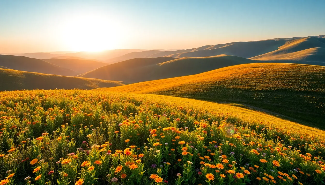 Vibrant Aerial View of Wildflower Hills