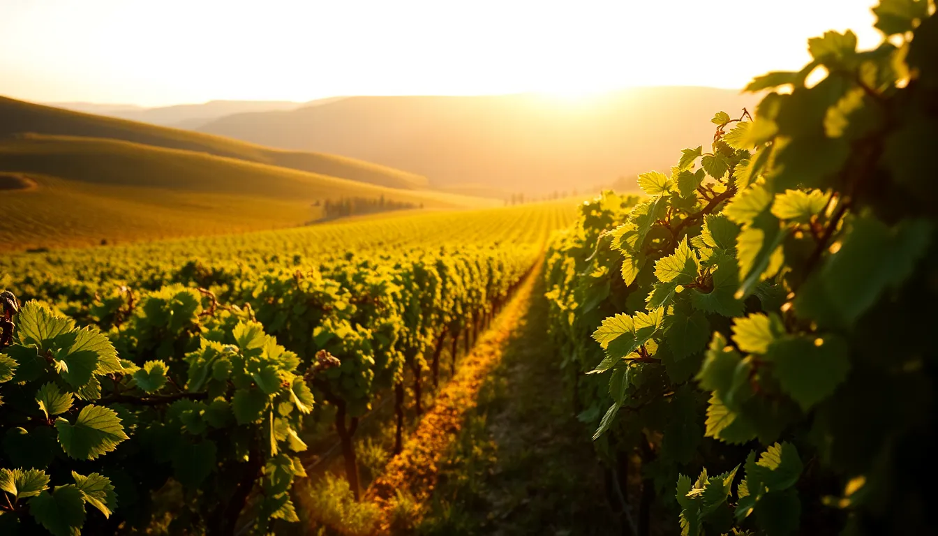 Stunning Aerial View of Lush Vineyard