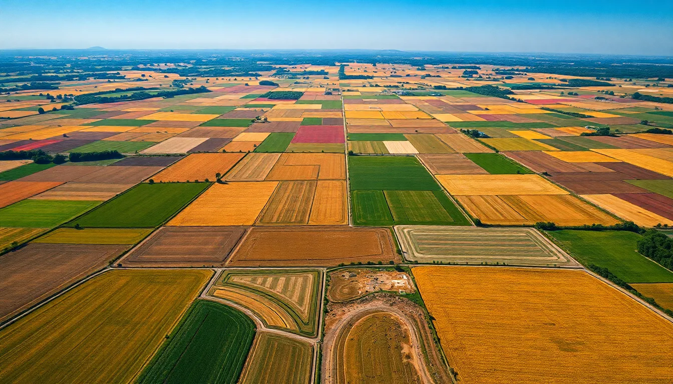 Vibrant Aerial View of Agricultural Fields
